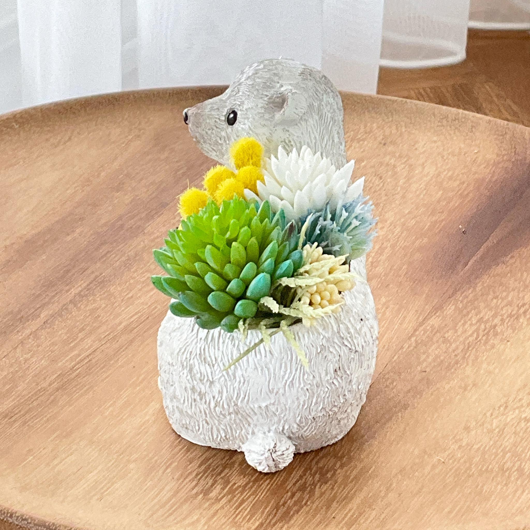 動物モチーフ　多肉植物(フェイク)の寄せ植え　しろくまさん | 6枚目